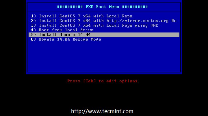 Select Ubuntu from PXE Menu