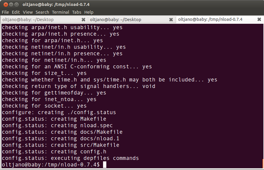 configuring packages for nload