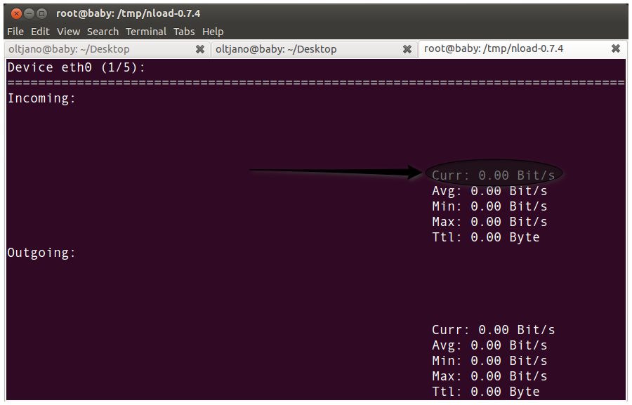 nload running on linux