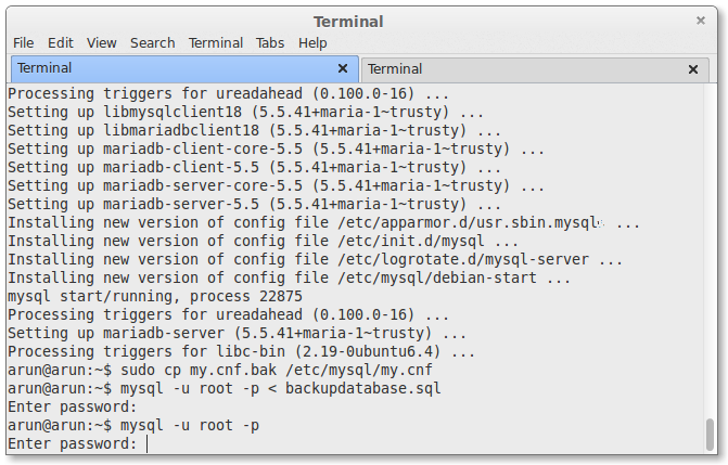 importing database