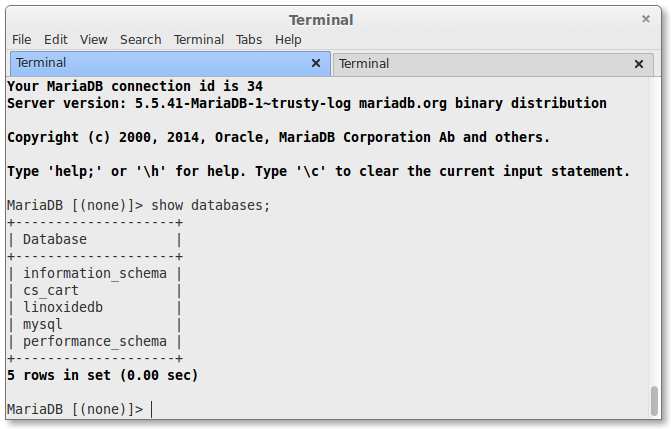 mysql to mariadb database migrated