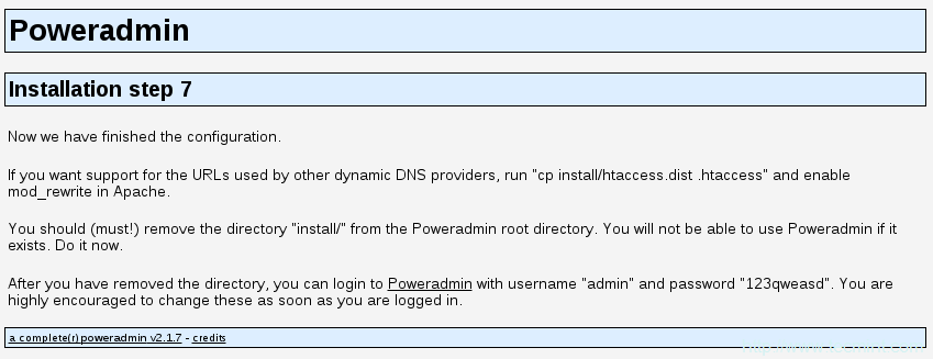 PowerDNS Installation Completed