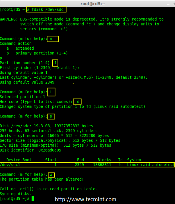 Create sdc Partition