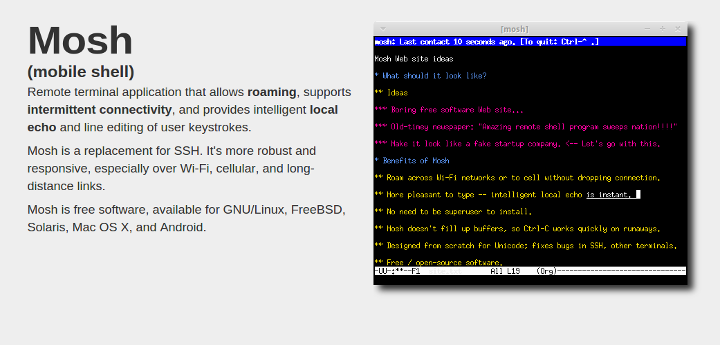 Mosh Shell SSH Client