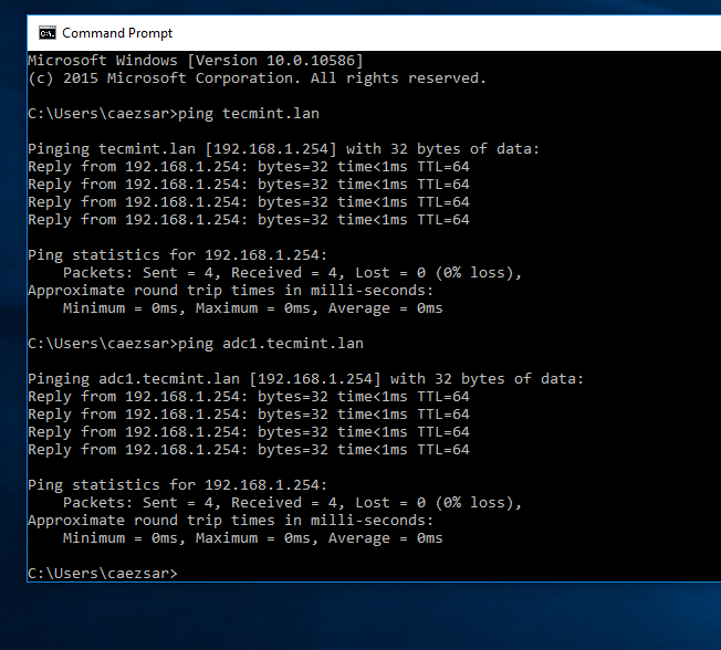 Check Network Connectivity Between Windows and Samba4 AD