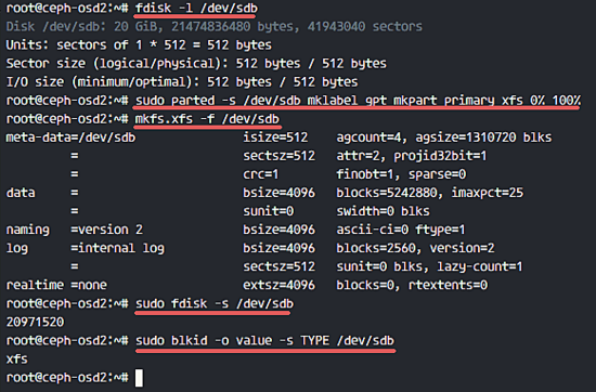 Format partition ceph OSD nodes