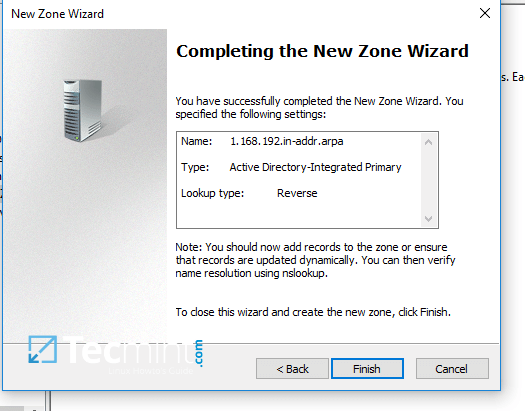 New DNS Zone Summary