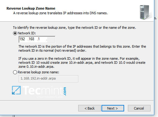 Add IP Address of Reverse Lookup DNS Zone