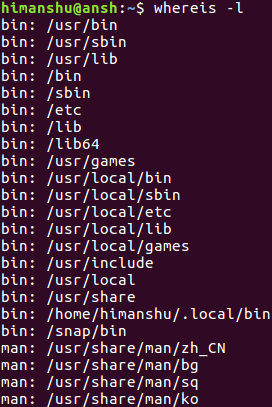 How to see paths that whereis uses for search