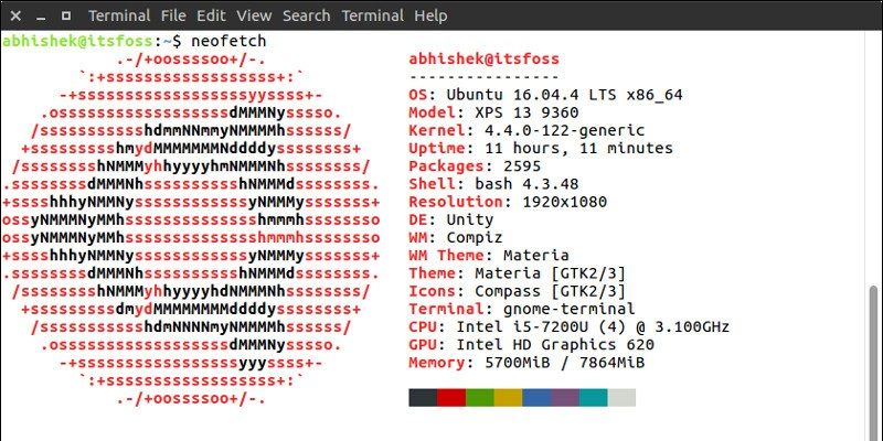 System information in Linux terminal