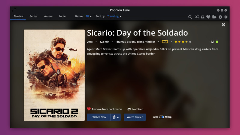 Watch movies on Popcorn Time