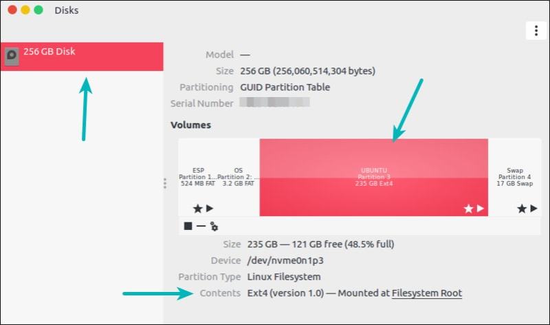 Check file system type on Ubuntu