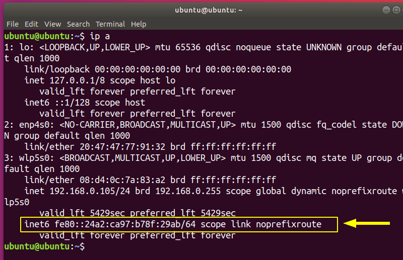 IPv6 Address Ubuntu