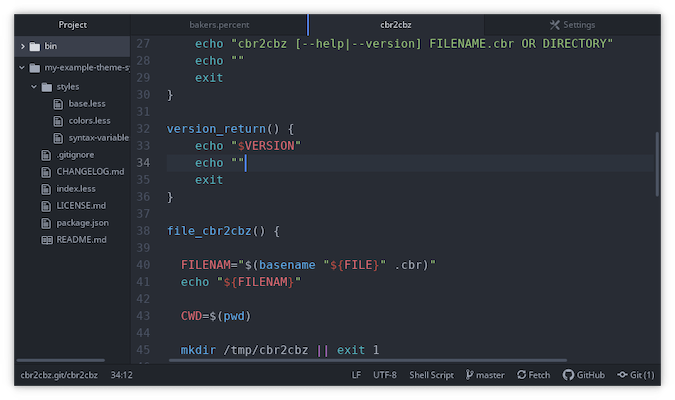 Atom terminal with white text on dark grey background