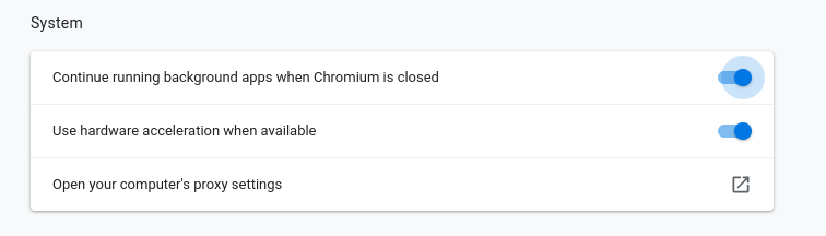 Chromium background processes setting