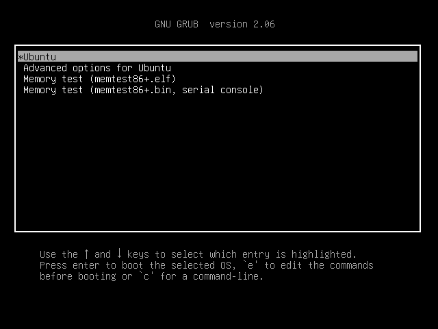 Ubuntu Default Grub Menu