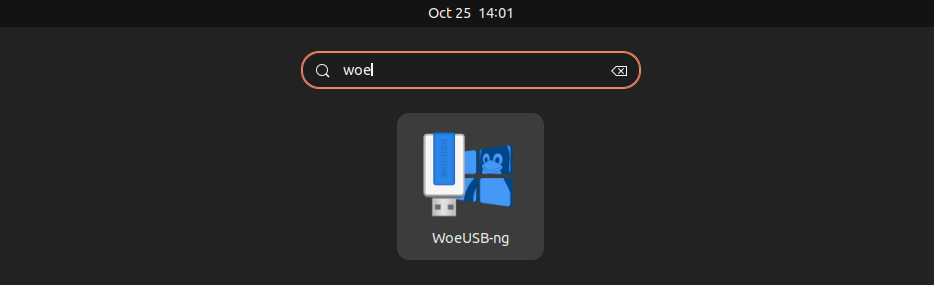 woeusb in ubuntu activities overview